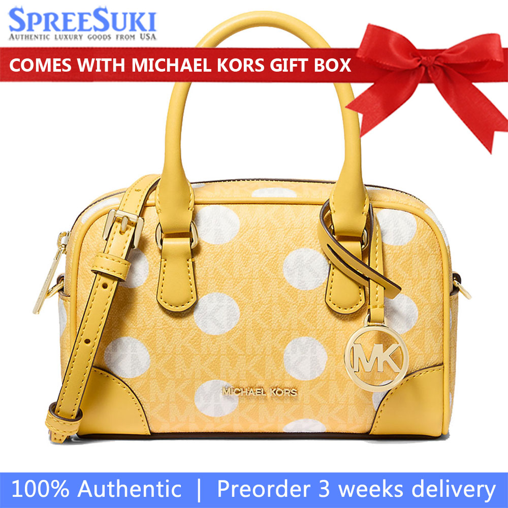 Michael Kors Thompson Extra-Small Polka Dot Signature Logo Satchel Daisy Yellow # 35S5G7OC0N