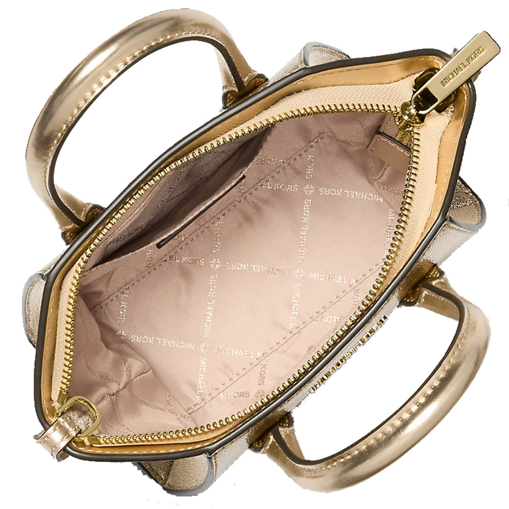 Michael Kors Avril Extra-Small Metallic Leather Satchel Pale Gold # 35S5G4VC0M