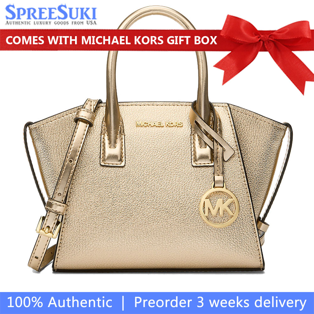 Michael Kors Avril Extra-Small Metallic Leather Satchel Pale Gold # 35S5G4VC0M