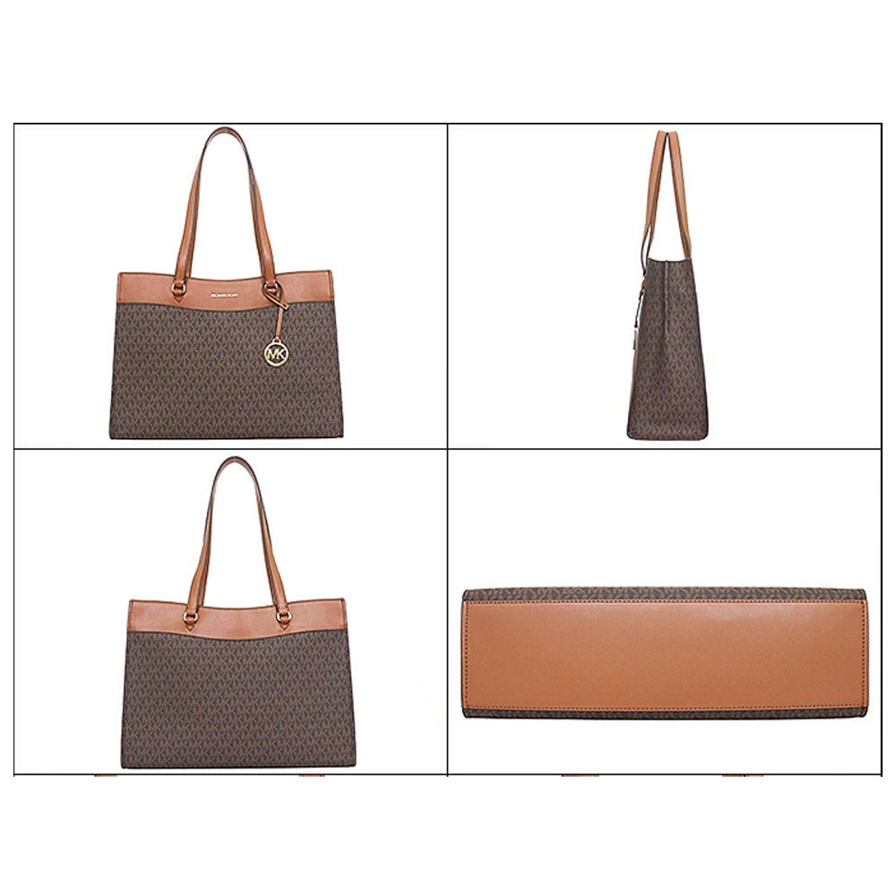 Michael Kors Jet Set Large Signature Logo Tote Bag Brown # 35F4GTVT9B