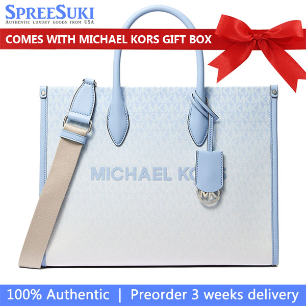 Michael Kors Mirella Medium Ombré Logo Tote Bag Light Sky # 35S4S7ZT2B