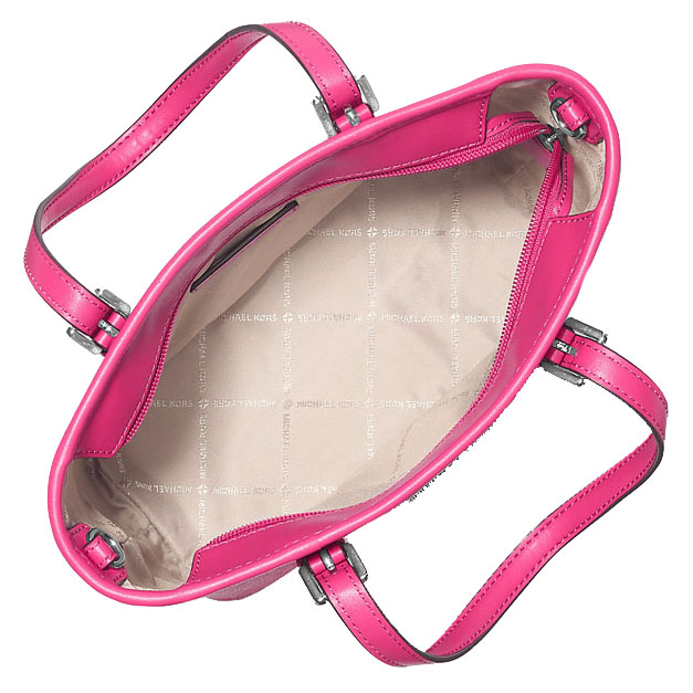 Michael Kors Jet Set Travenuel Extra-Small Logo Top-Zip Tote Bag Dragonfruit # 35R4STVT0B