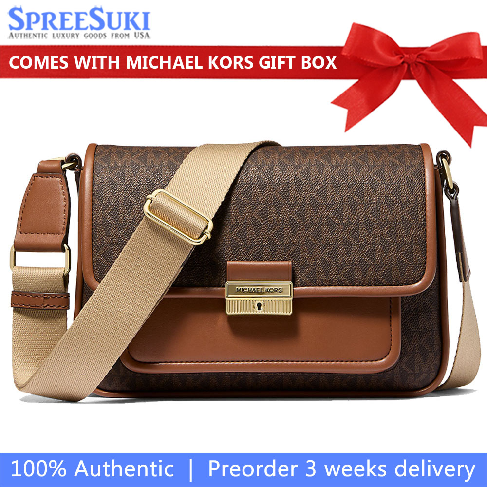 Michael Kors Bradshaw Medium Signature Logo Messenger Bag Brown # 35R5G2BM8B