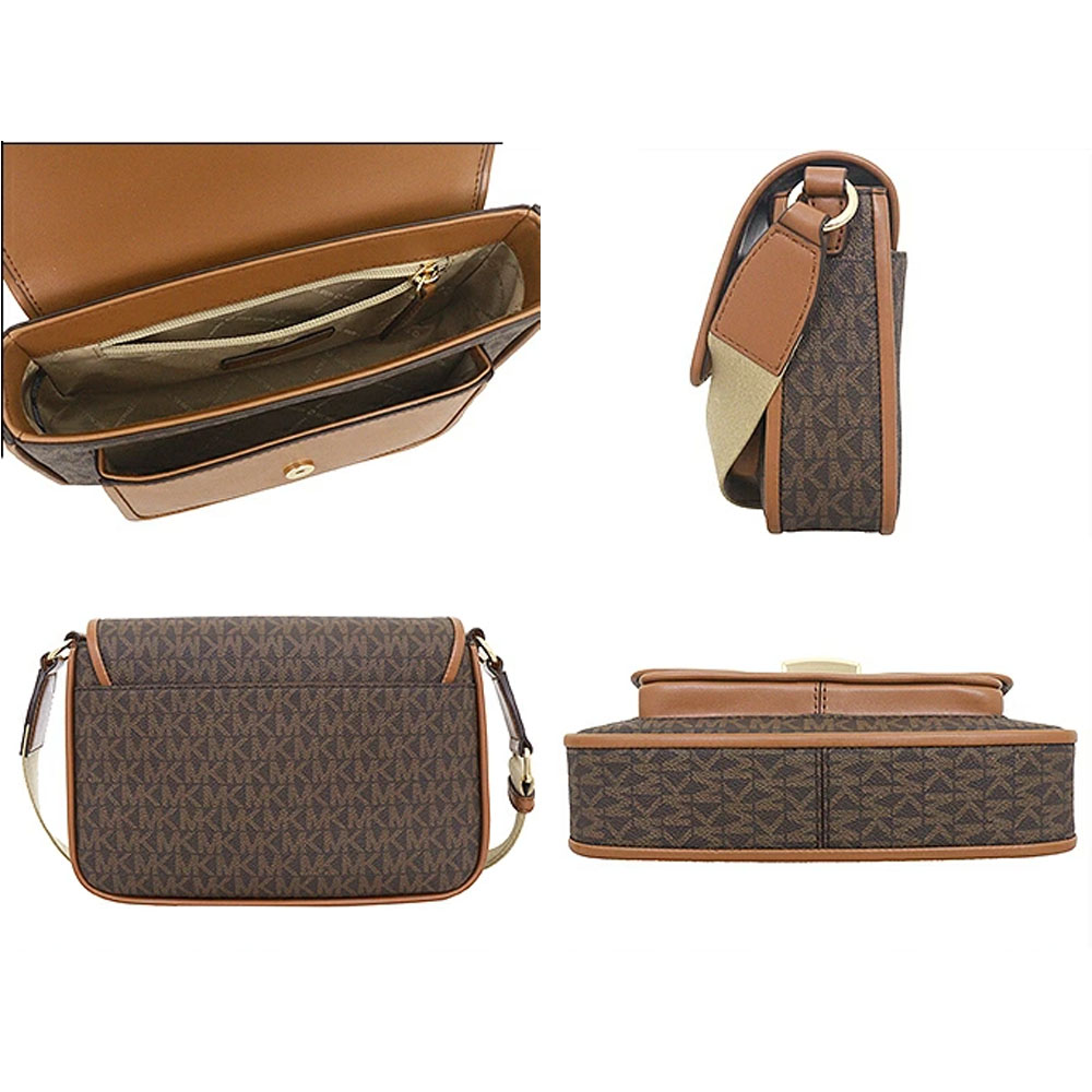 Michael Kors Bradshaw Medium Signature Logo Messenger Bag Brown # 35R5G2BM8B