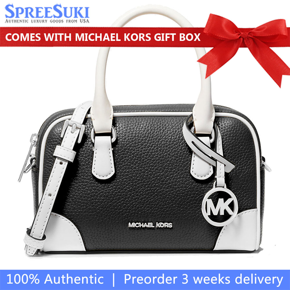 Michael Kors Thompson Extra-Small Two-Tone Pebbled Leather Convertible Crossbody Bag Black # 35S5S7OC0T