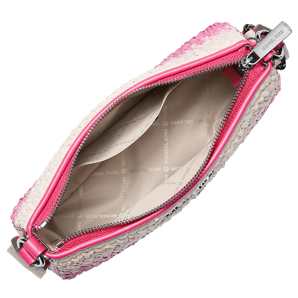 Michael Kors Jet Set Small Ombré Straw Crossbody Bag With Case For Apple Airpods Pro Dragonfruit # 35S5STVC1W