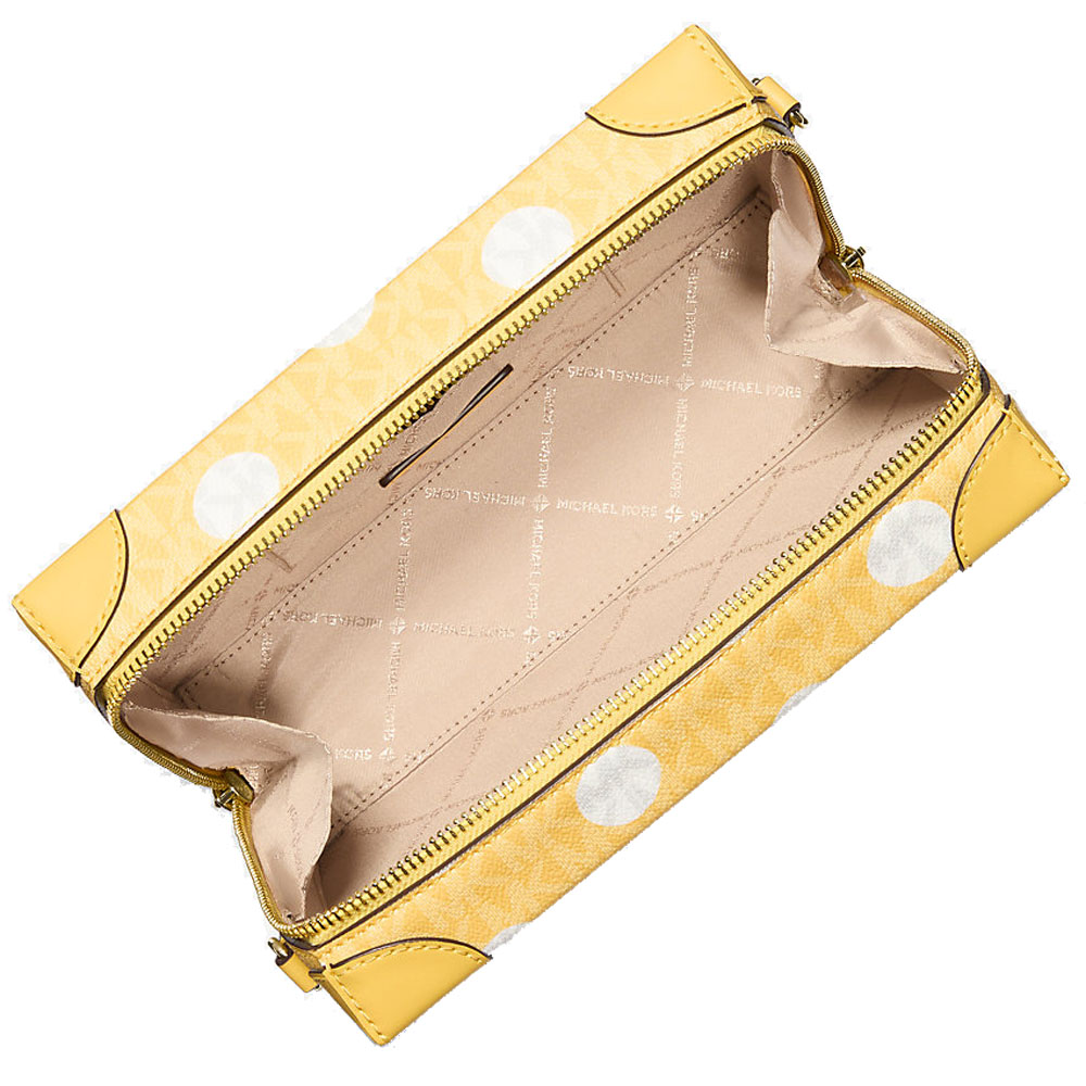 Michael Kors Jeanie Small Polka Dot Signature Logo Trunk Crossbody Bag Daisy Yellow # 35S5G0JC1N