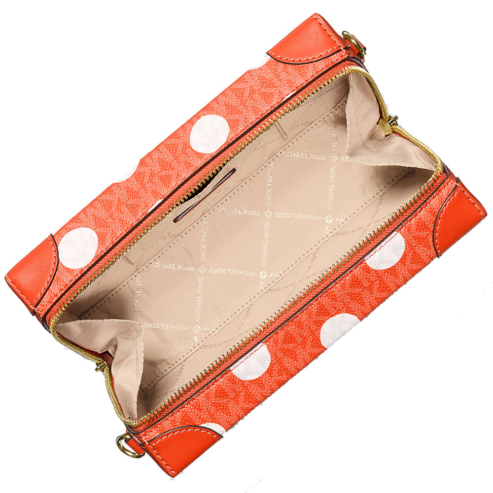 Michael Kors Jeanie Small Polka Dot Signature Logo Trunk Crossbody Bag Red Clay # 35S5G0JC1N