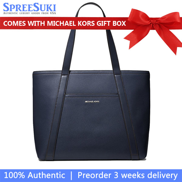 Michael Kors Cooper Leather Tote Bag Navy # 37F4LCOT3L
