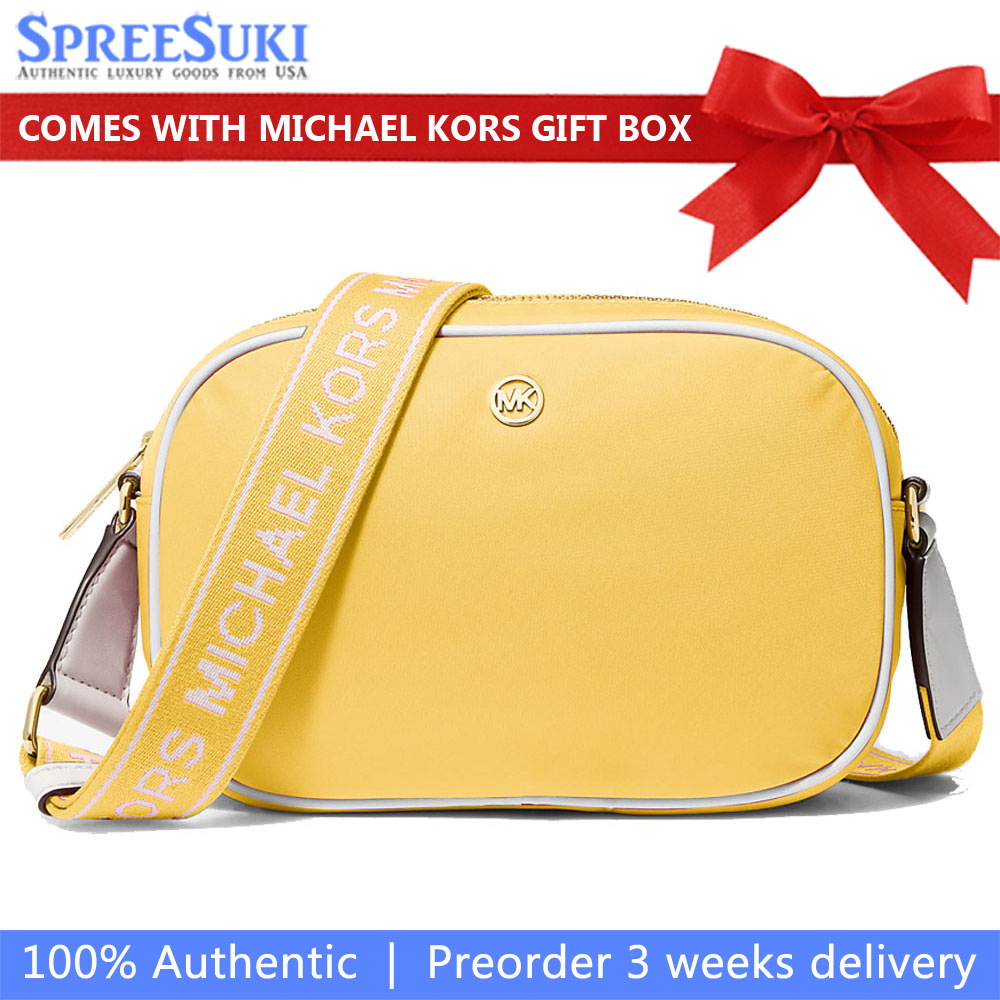 Michael Kors Jet Set Medium Nylon Camera Crossbody Bag Daisy Yellow # 35S5GTVC2C