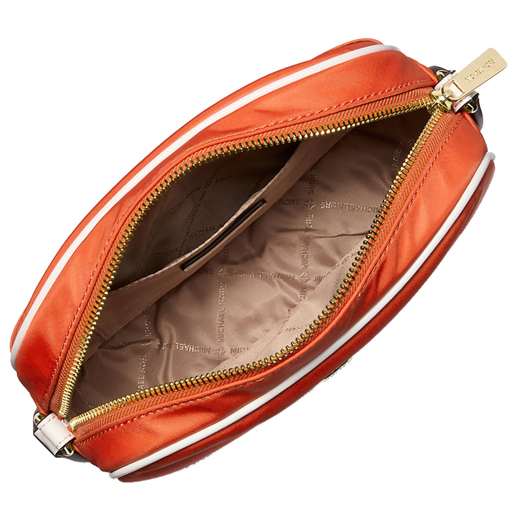 Michael Kors Jet Set Medium Nylon Camera Crossbody Bag Red Clay # 35S5GTVC2C