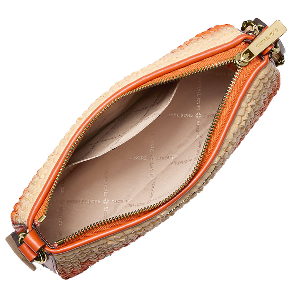 Michael Kors Jet Set Small Ombré Straw Crossbody Bag With Case For Apple Airpods Pro Red Clay # 35S5GTVC1W