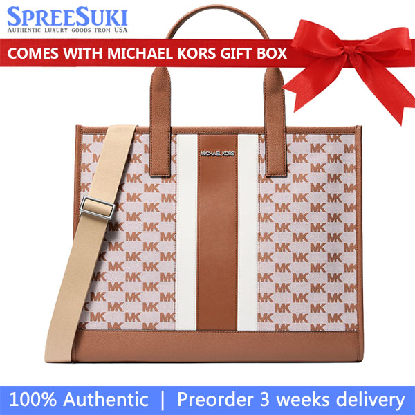 Michael Kors Cooper Logo Jacquard Tote Bag Luggage # 37S5LCOT4J