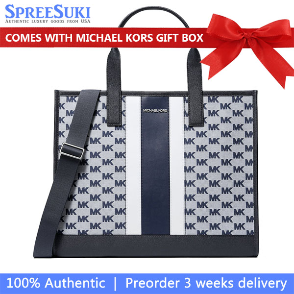 Michael Kors Cooper Logo Jacquard Tote Bag Navy # 37S5LCOT4J