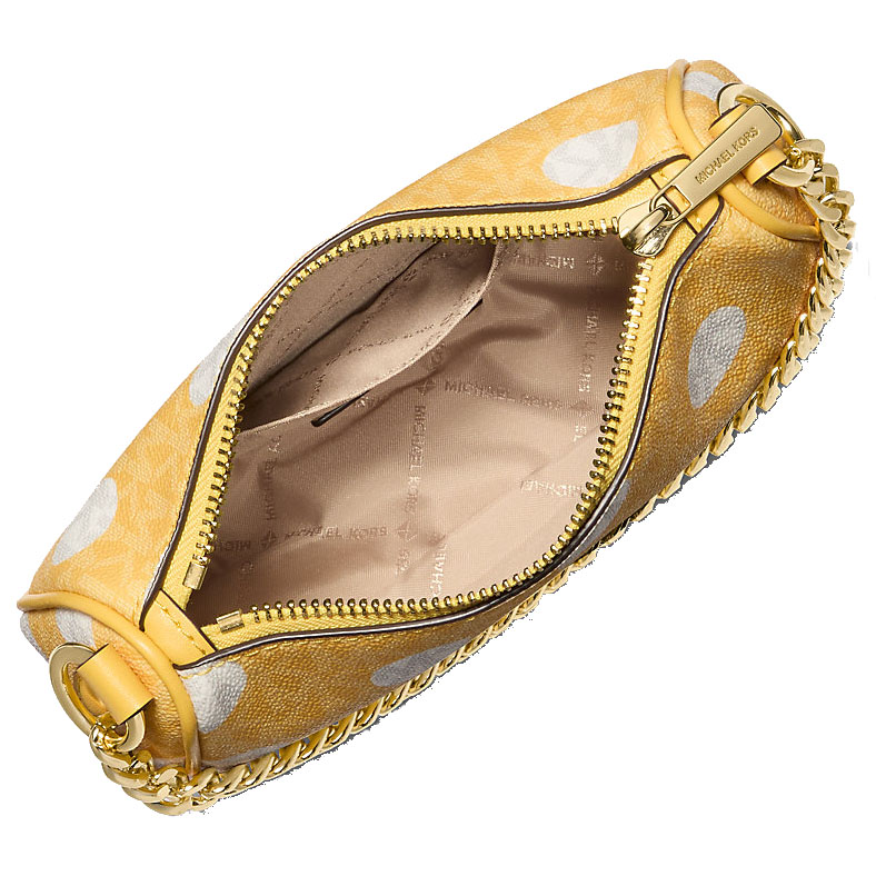 Michael Kors Carmela Small Polka Dot And Signature Logo Pochette Daisy Yellow # 35S5G1QC1N