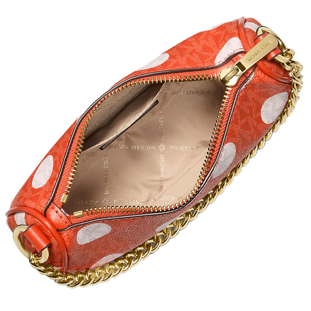 Michael Kors Carmela Small Polka Dot And Signature Logo Pochette Red Clay # 35S5G1QC1N
