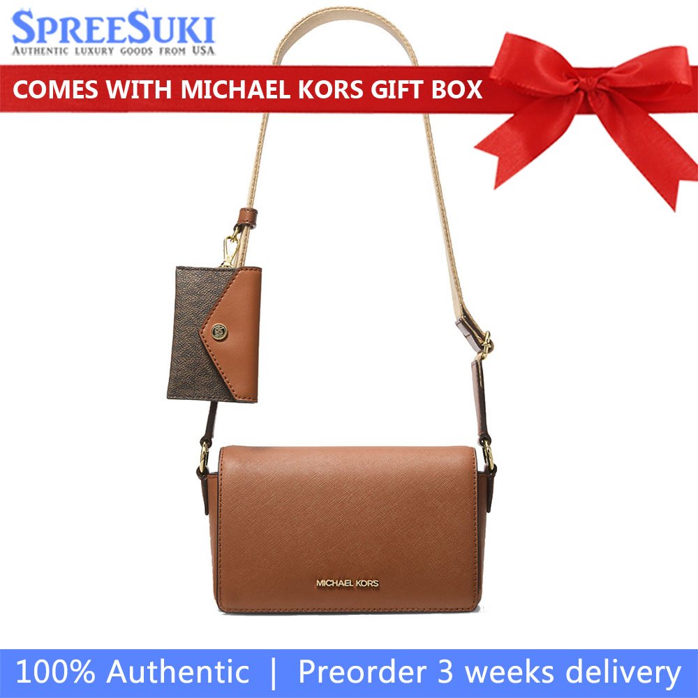 Michael Kors Vincent Small Saffiano Leather Crossbody Bag With Signature Logo Card Case Luggage # 35F4G2VC5L