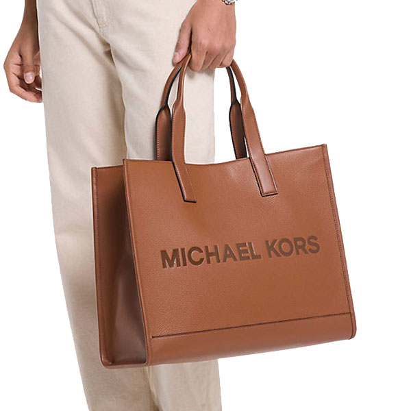 Michael Kors Cooper Logo Embossed Pebbled Leather Tote Bag Luggage # 37S5MCOT4L