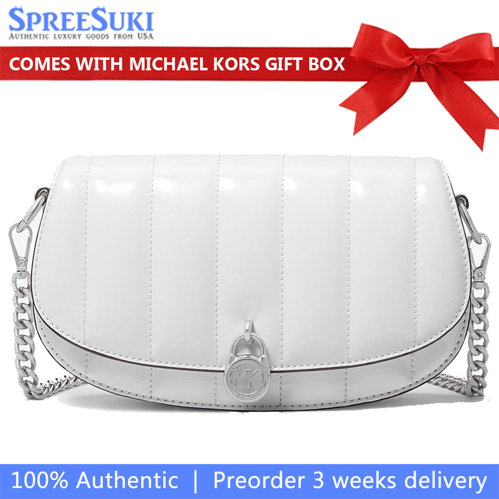 Michael Kors Mila Small Patent Convertible Crossbody Bag Optic White # 35T5SIMC5A