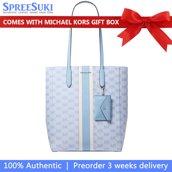 Michael Kors Vincent Large Logo Jacquard Tote Bag With Card Case Light Sky # 35R5S2VT7J