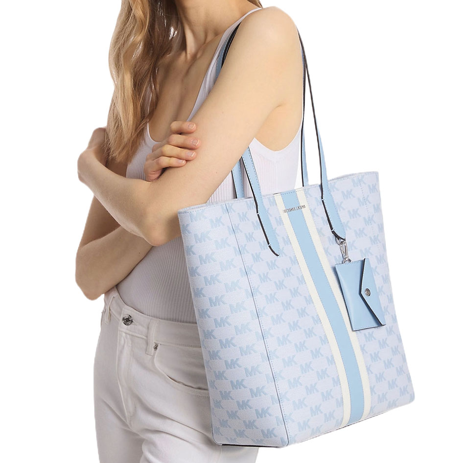 Michael Kors Vincent Large Logo Jacquard Tote Bag With Card Case Light Sky # 35R5S2VT7J