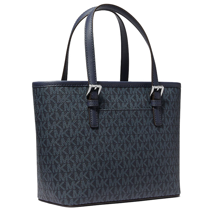 Michael Kors Jet Set Travenuel Extra-Small Logo Top-Zip Tote Bag Navy # 35T9STVT0B