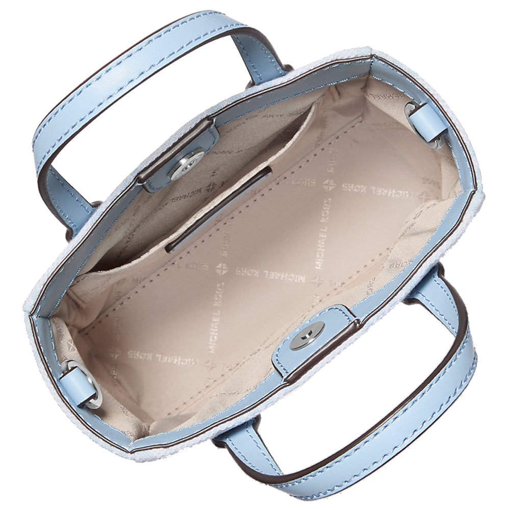 Michael Kors Vincent Extra-Small Logo Jacquard Convertible Tote Bag With Card Case Light Sky # 35T5S2VC0J