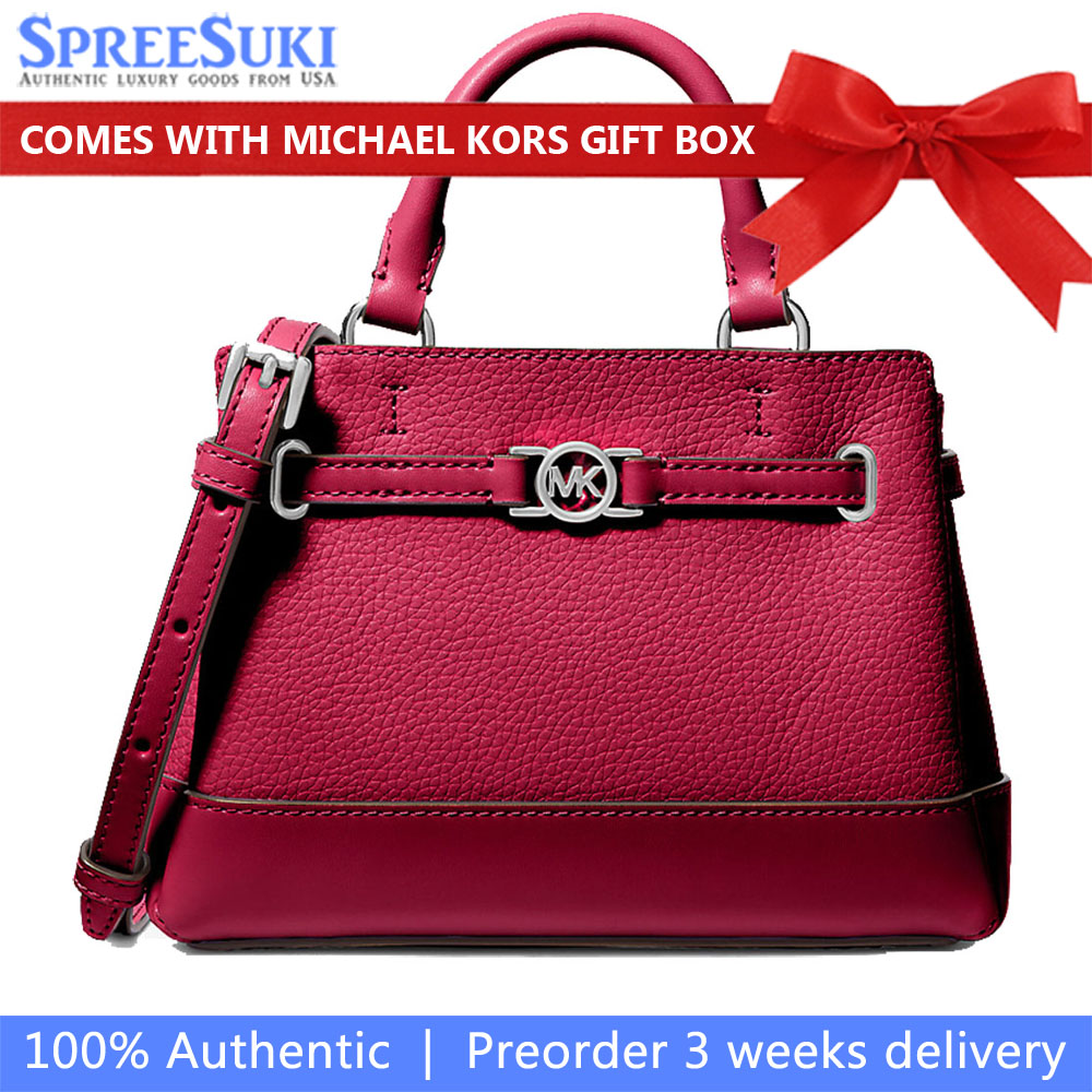 Michael Kors Reed Extra-Small Pebbled Leather Satchel Dark Raspberry # 35F4S6RC0T