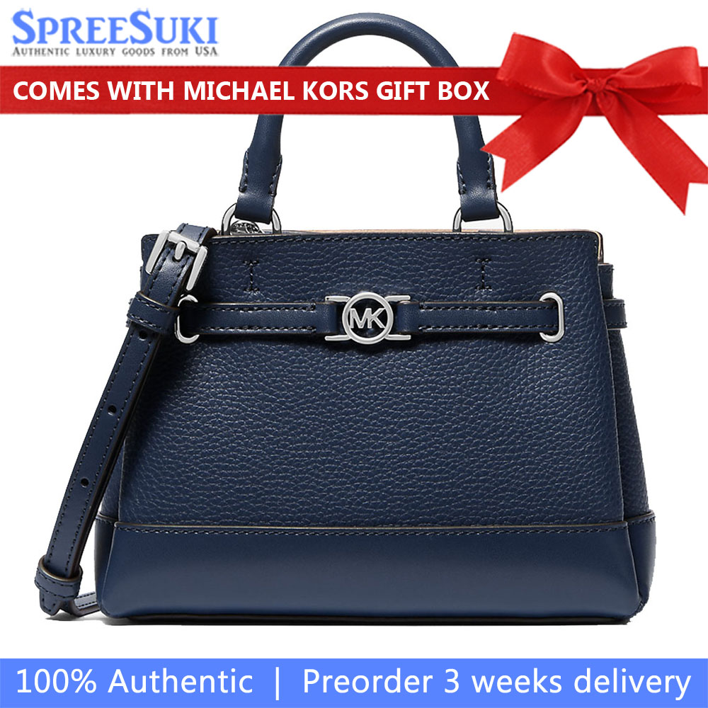 Michael Kors Reed Extra-Small Pebbled Leather Satchel Navy # 35F4S6RC0T