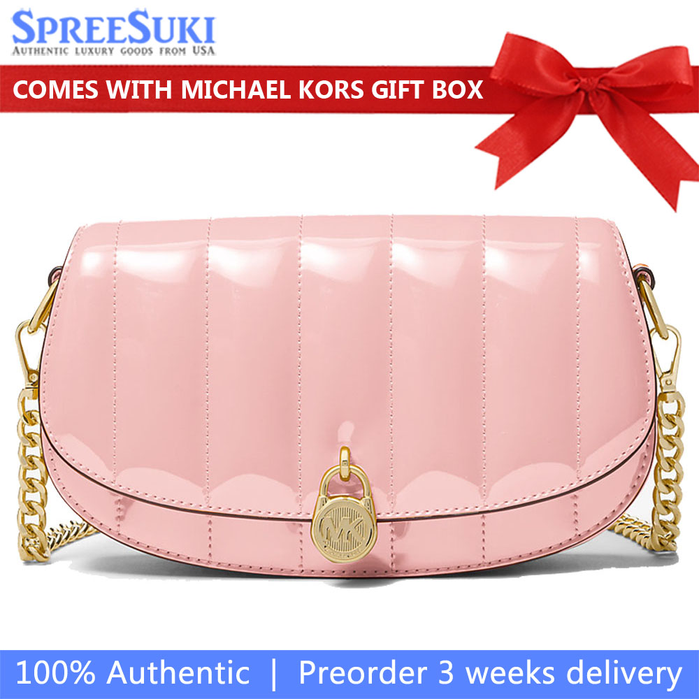 Michael Kors Mila Small Patent Convertible Crossbody Bag Powder Blush # 35T5GIMC5A