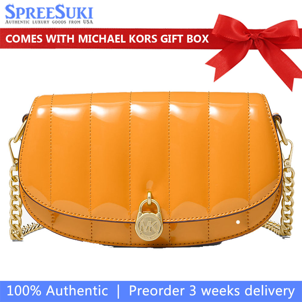 Michael Kors Mila Small Patent Convertible Crossbody Bag Pop Orange # 35T5GIMC5A
