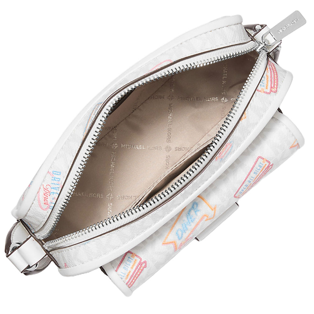 Michael Kors Bradshaw Extra-Small Embellished Signature Logo Camera Crossbody Bag Optic White # 35T5S2BC0I