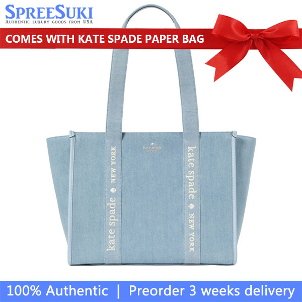Kate Spade Kip Denim Large Tote Blue Multicolor # KL067