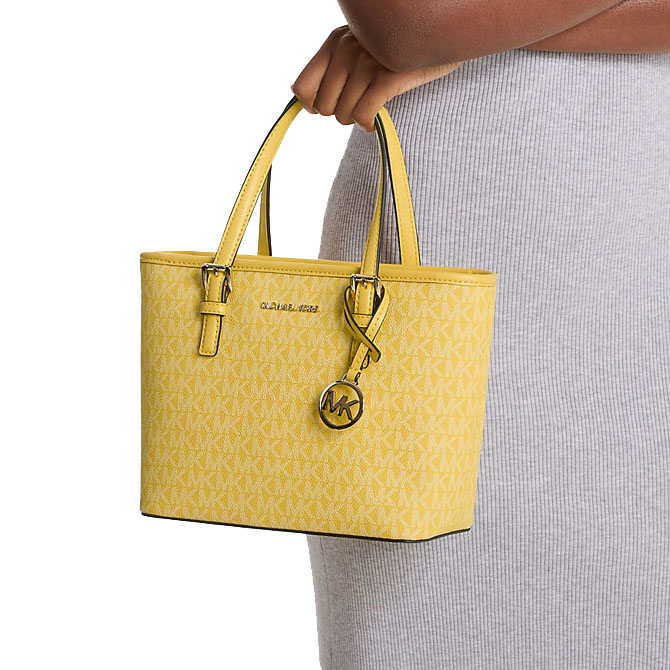 Michael Kors Jet Set Travenuel Extra-Small Logo Top-Zip Tote Bag Daisy Yellow # 35F3GTVT0B
