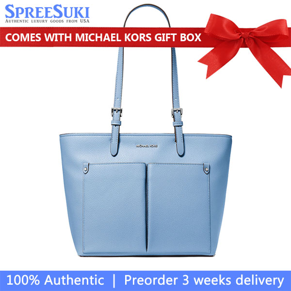 Michael Kors Jet Set Medium Pocket Tote Bag Light Sky # 35H3STVT6B