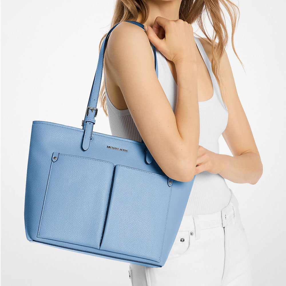 Michael Kors Jet Set Medium Pocket Tote Bag Light Sky # 35H3STVT6B