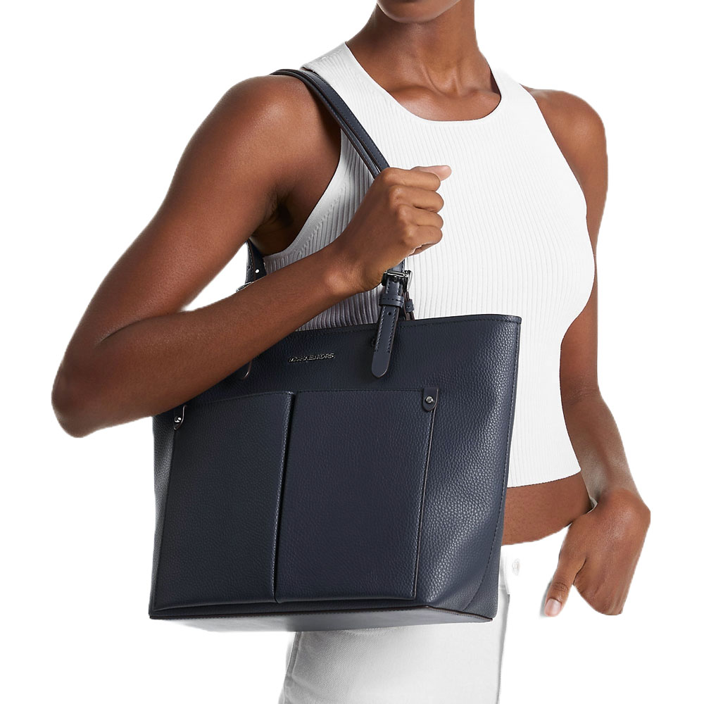Michael Kors Jet Set Medium Pocket Tote Bag Navy # 35H3STVT6B