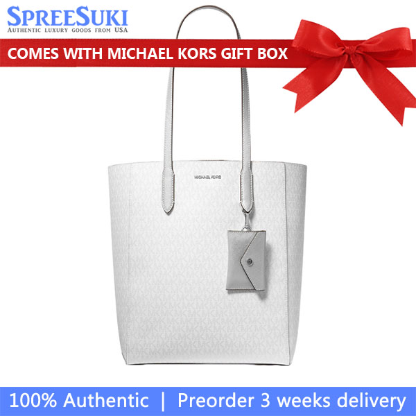 Michael Kors Vincent Large Logo Tote Bag With Card Case Silver # 35F4S2VT7V