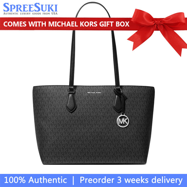 Michael Kors Sheila Large Signature Logo Tote Bag Black # 35T4S6HT3B