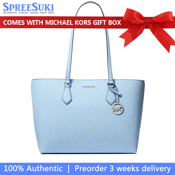 Michael Kors Sheila Large Signature Logo Tote Bag Light Sky # 35T4S6HT9B