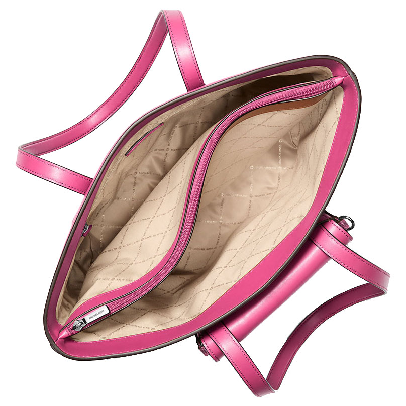 Michael Kors Jet Set Large 2-In-1 Pebbled Leather Tote Bag Dragonfruit # 35S5STVT3L