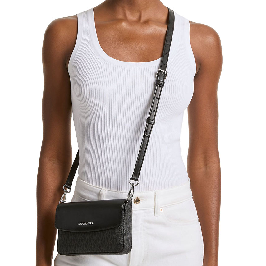 Michael Kors Jet Set Large 2-In-1 Pebbled Leather Tote Bag Black # 35S5STVT3L