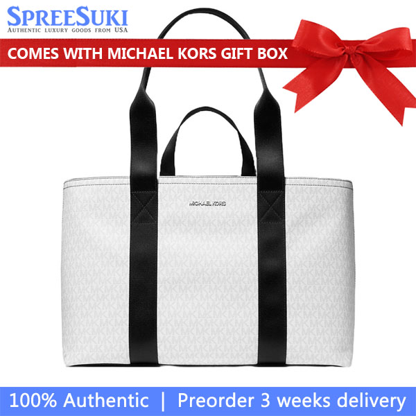 Michael Kors Cooper Signature Logo Tote Bag Bright Wht # 37S5LCOT9B