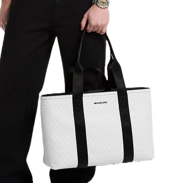 Michael Kors Cooper Signature Logo Tote Bag Bright Wht # 37S5LCOT9B
