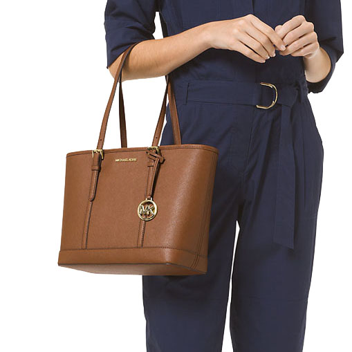 Michael Kors Tote With Gift Bag Jet Set Travel Small Zip Top Tote Shoulder Bag Luggage Brown # 35S0GTVT1L