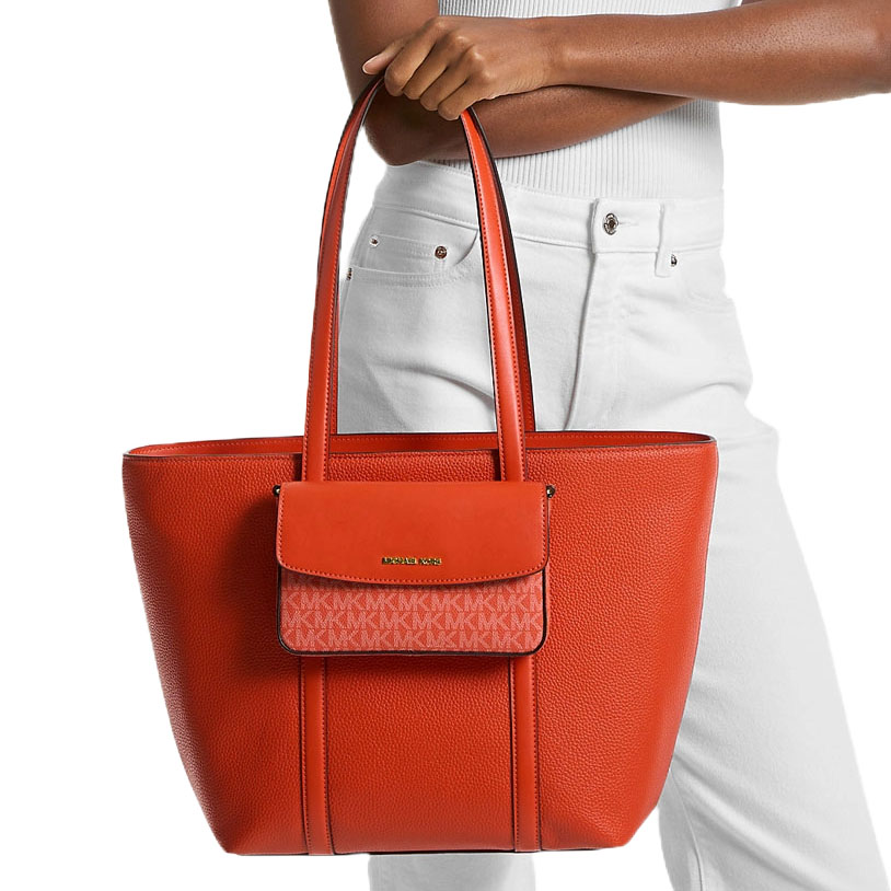 Michael Kors Et Set 2-In-1 Pebbled Leather And Logo Tote Bag Red Clay # 35S5GTVT3L