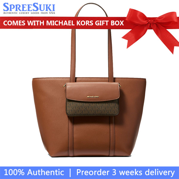 Michael Kors Jet Set 2-In-1 Pebbled Leather And Logo Tote Bag Luggage # 35S5GTVT3L