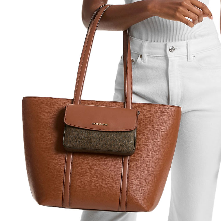 Michael Kors Jet Set 2-In-1 Pebbled Leather And Logo Tote Bag Luggage # 35S5GTVT3L