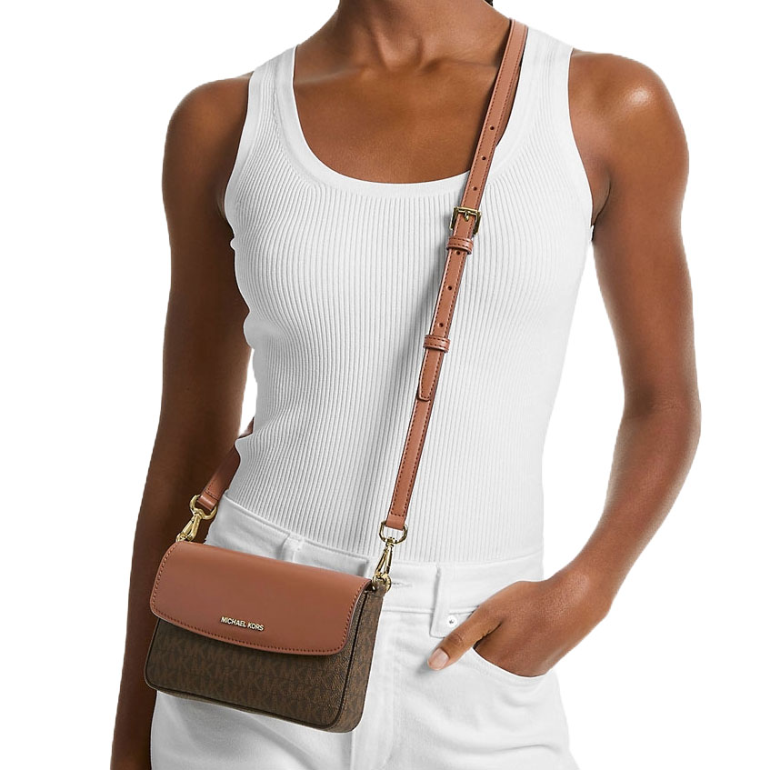 Michael Kors Jet Set 2-In-1 Pebbled Leather And Logo Tote Bag Luggage # 35S5GTVT3L
