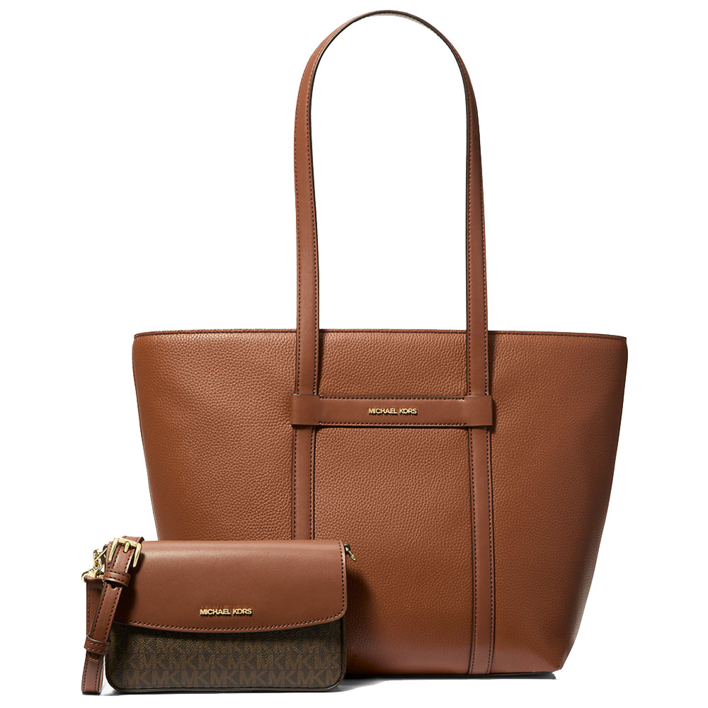 Michael Kors Jet Set 2-In-1 Pebbled Leather And Logo Tote Bag Luggage # 35S5GTVT3L